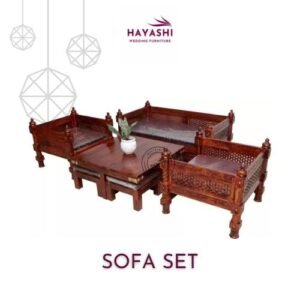 wooden sofa set with table