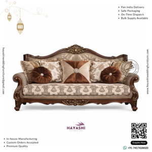 Brown Maharaja Teak Wood Sofa