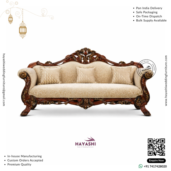 Royal Carved Maharaja Teak Sofa