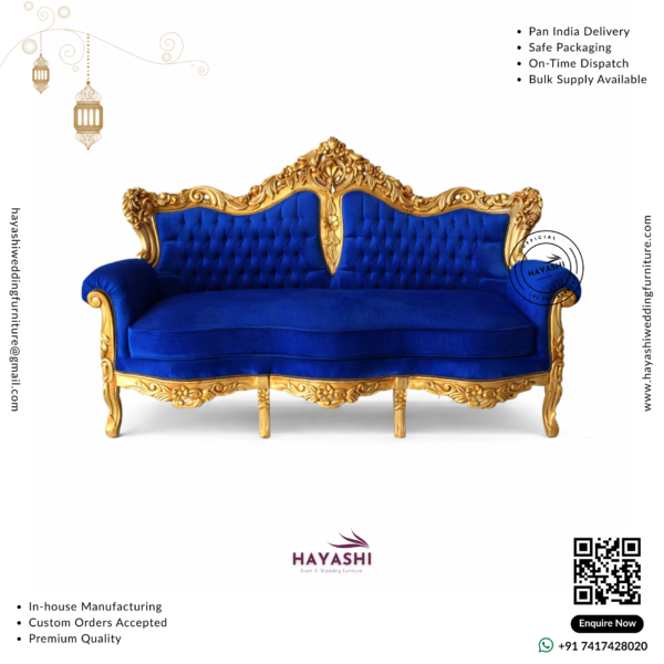 Golden Royal Blue Maharaja Wedding & Event Sofa