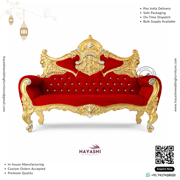 Golden Red Royal Maharaja Wedding & Event Sofa