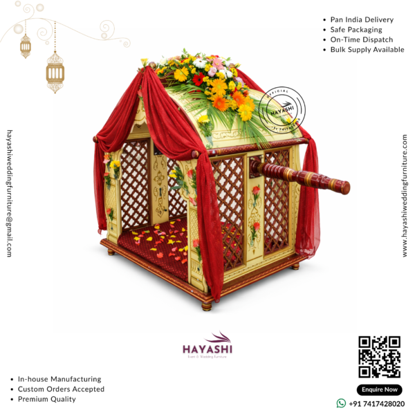 Wooden Palki In Hut Shape For Wedding & Event
