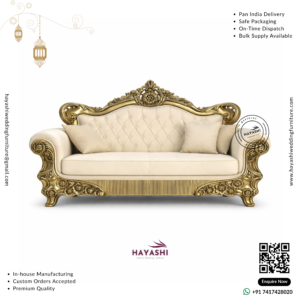 Golden Antique Maharaja Wedding & Event Sofa
